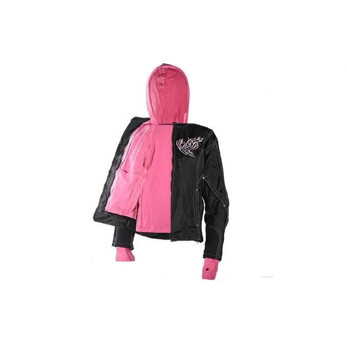 Women's Textile Jacket With Pink Hoodie & Butterfly