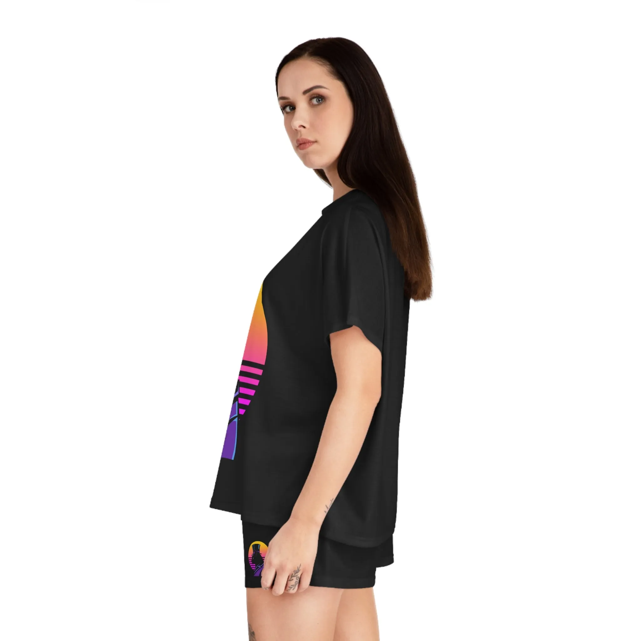 Women's Top Hat Tom Cat Graphic Art Short Pajama Set
