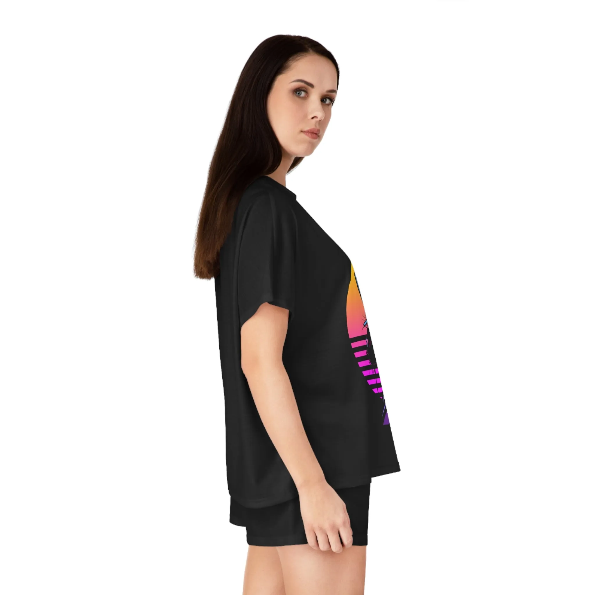 Women's Top Hat Tom Cat Graphic Art Short Pajama Set