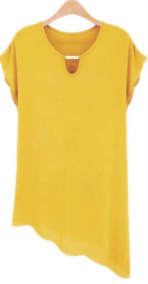 Women's Tops Chiffon Shirts Casual Blouse O-Neck Butterfly Sleeve Ruffled Plus Size Loose