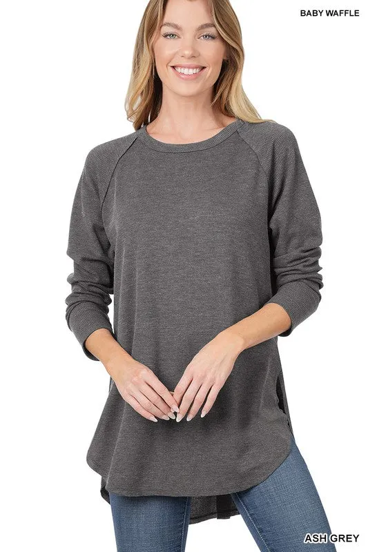 Women's Waffle Knit Raglan Sleeve Shirt