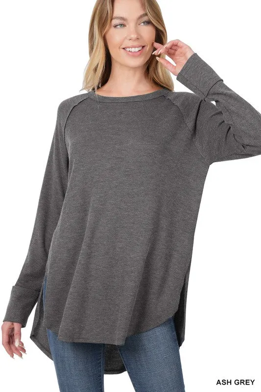Women's Waffle Knit Raglan Sleeve Shirt