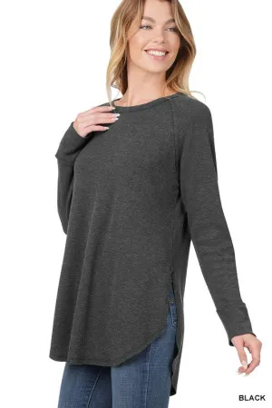 Women's Waffle Knit Raglan Sleeve Shirt