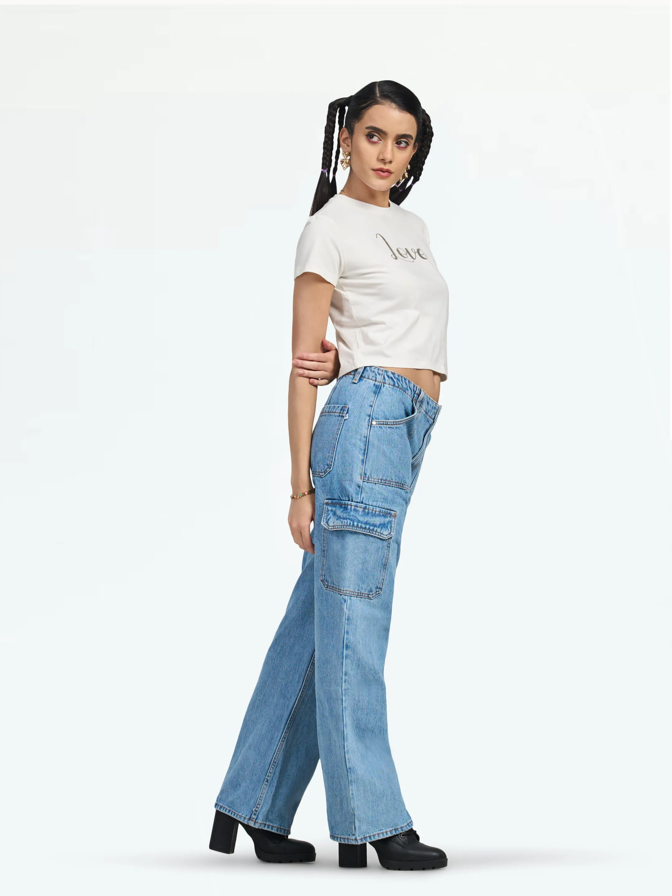 Women's White Short Sleeve Crop Tee