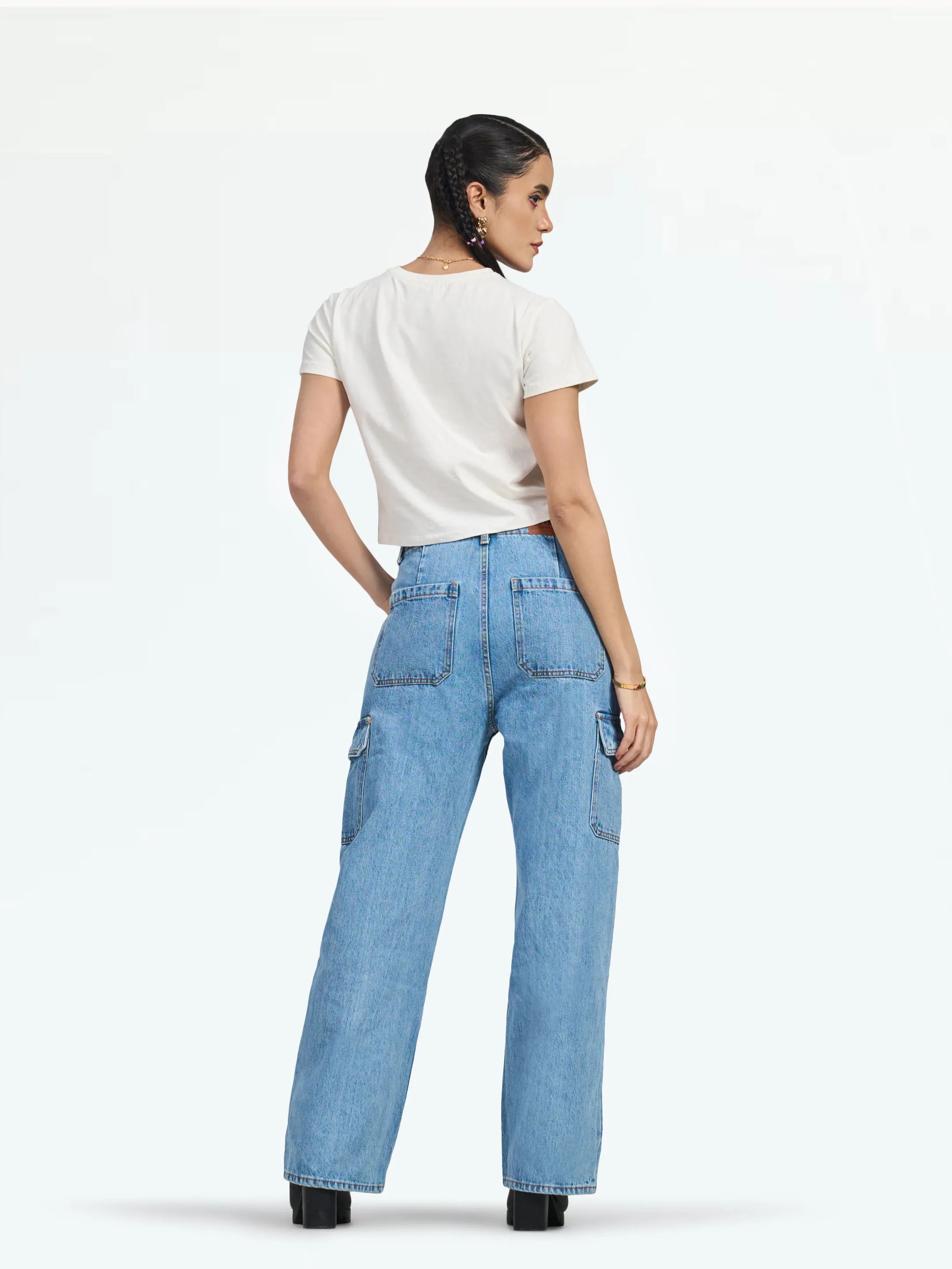 Women's White Short Sleeve Crop Tee