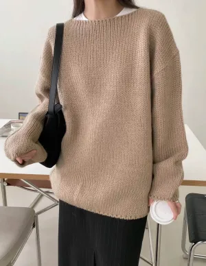 WOOL ALPACA BOAT NECK KNIT LATTE