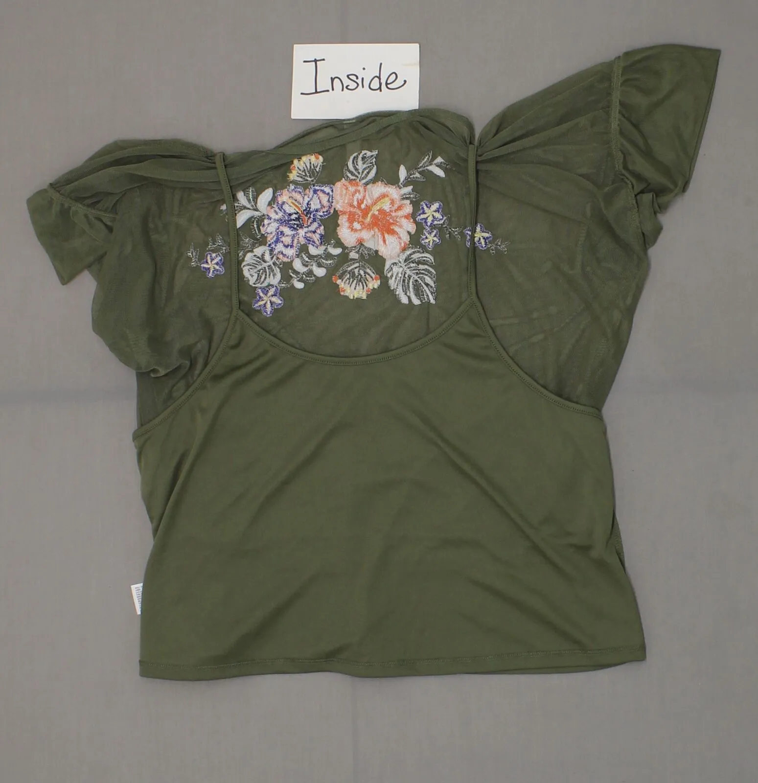 Xhilaration Women's Short Sleeve Embroidered Mesh Top Shirt