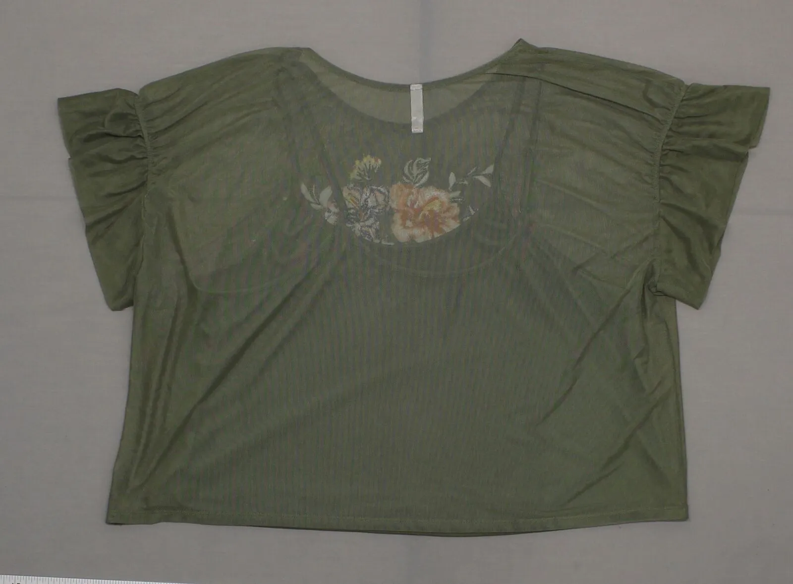 Xhilaration Women's Short Sleeve Embroidered Mesh Top Shirt