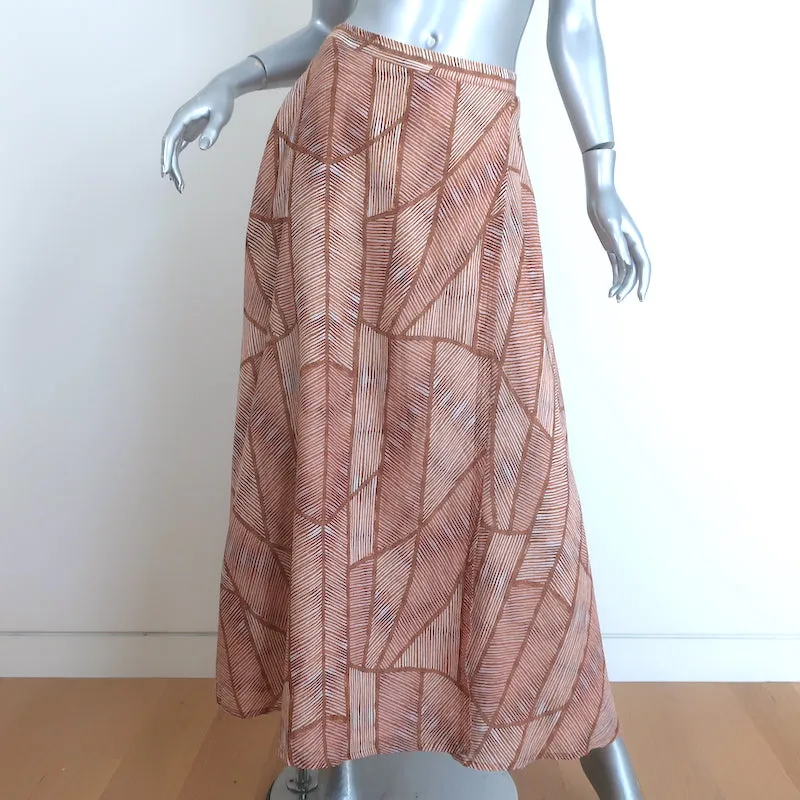 XIRENA Gable Midi Skirt Beige Printed Cotton-Silk Size Small