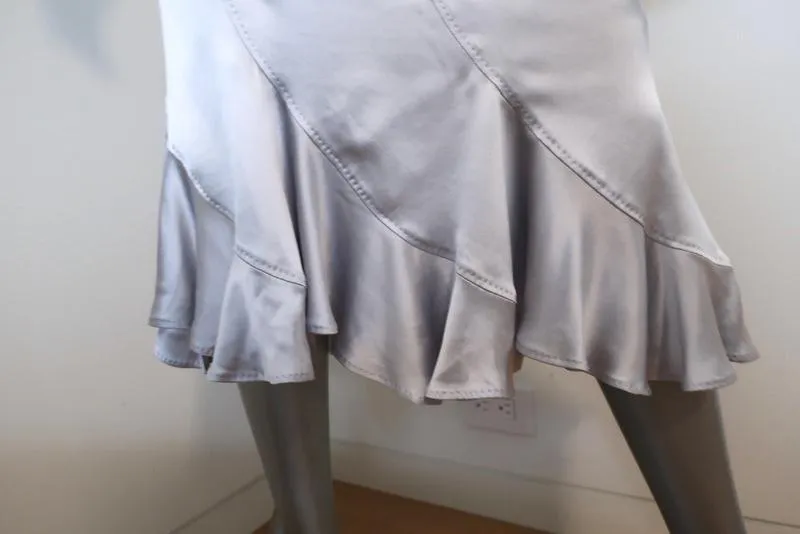 Yves Saint Laurent Trumpet Skirt Light Blue Silk Satin Size 40 NEW