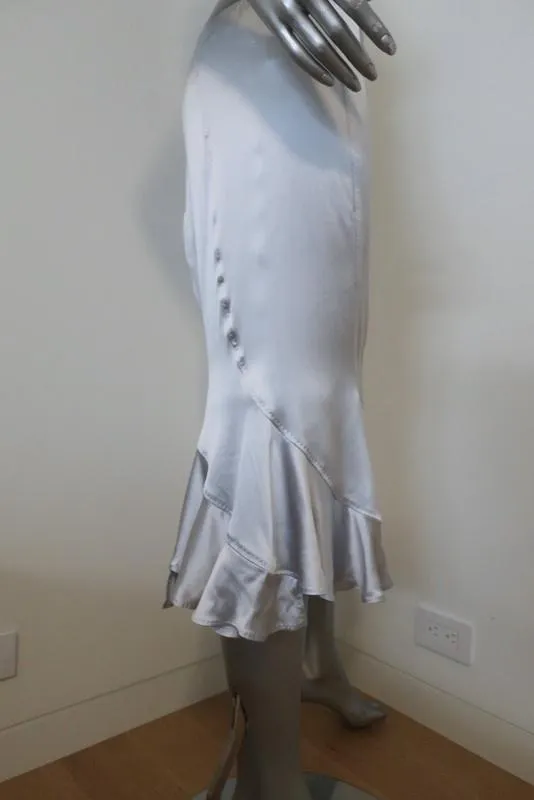 Yves Saint Laurent Trumpet Skirt Light Blue Silk Satin Size 40 NEW