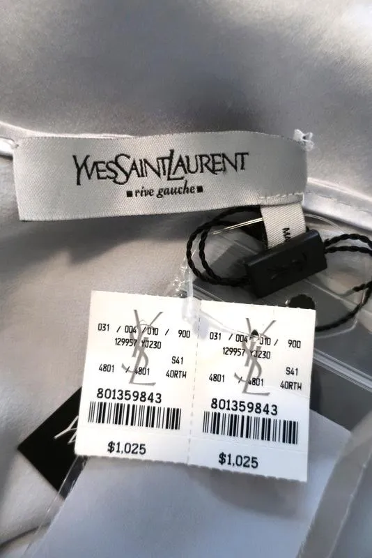 Yves Saint Laurent Trumpet Skirt Light Blue Silk Satin Size 40 NEW