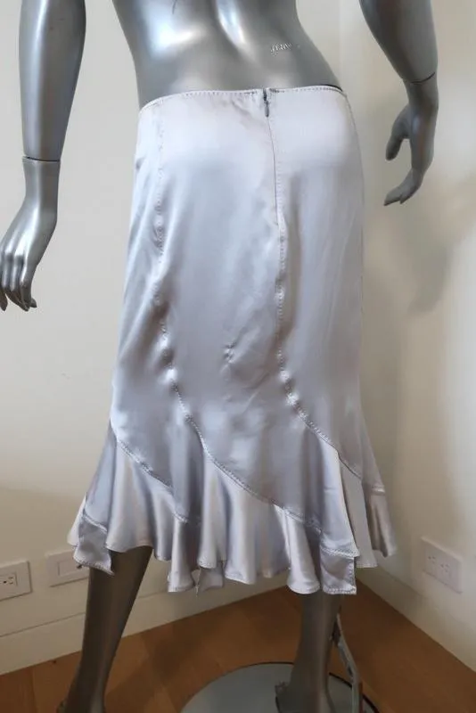 Yves Saint Laurent Trumpet Skirt Light Blue Silk Satin Size 40 NEW