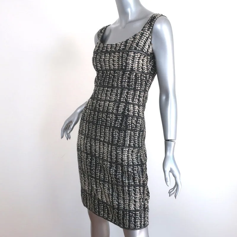Zac Posen Dress Black/Cream Chain-Trim Brocade Size 6 Sleeveless Sheath