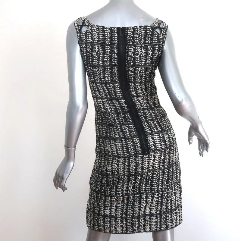 Zac Posen Dress Black/Cream Chain-Trim Brocade Size 6 Sleeveless Sheath