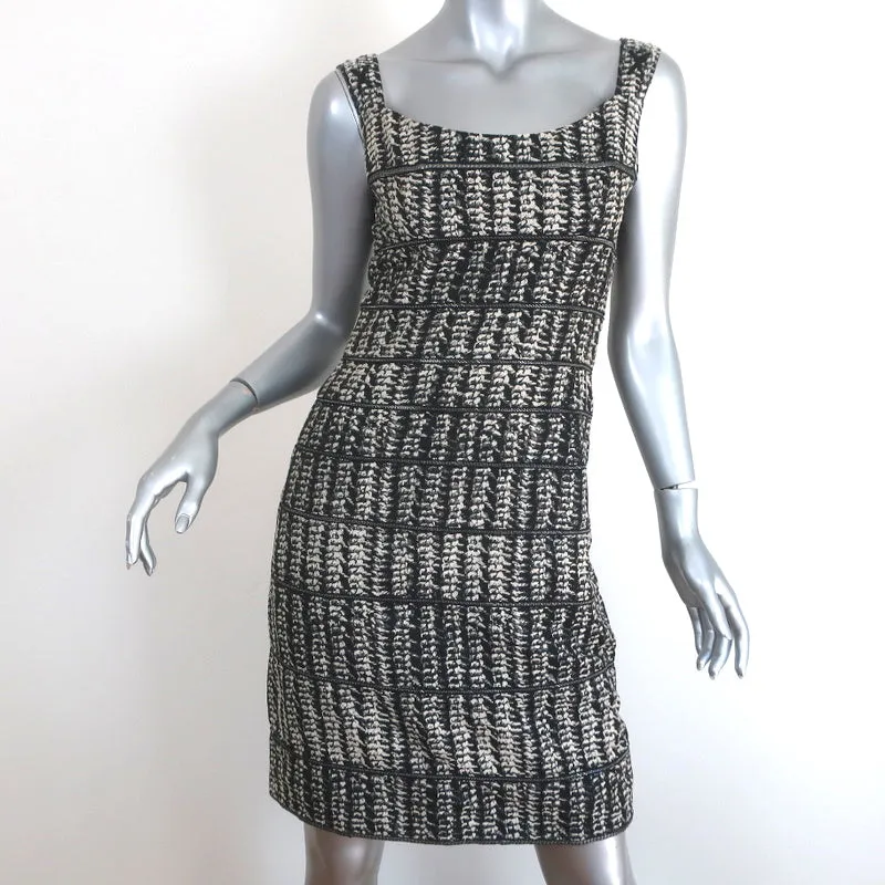 Zac Posen Dress Black/Cream Chain-Trim Brocade Size 6 Sleeveless Sheath