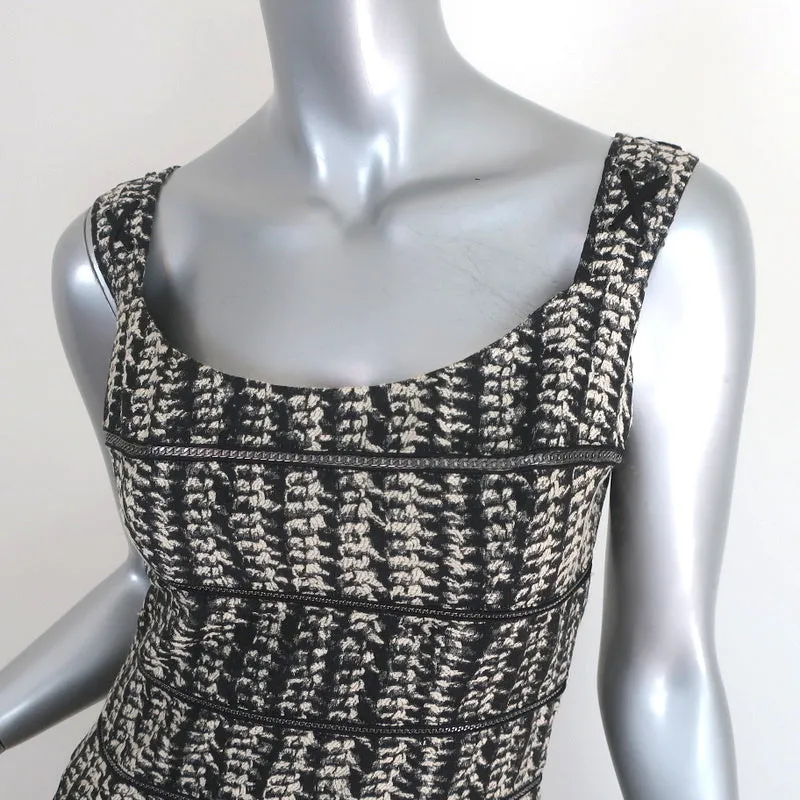 Zac Posen Dress Black/Cream Chain-Trim Brocade Size 6 Sleeveless Sheath