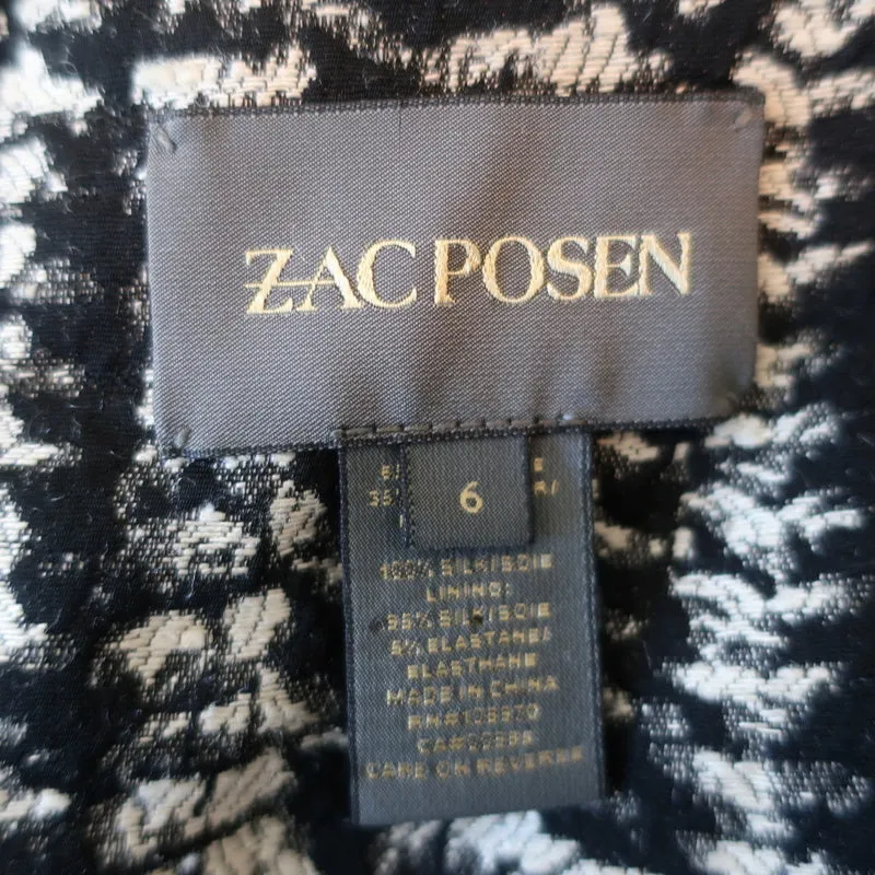 Zac Posen Dress Black/Cream Chain-Trim Brocade Size 6 Sleeveless Sheath