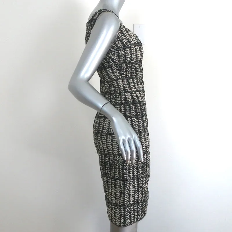 Zac Posen Dress Black/Cream Chain-Trim Brocade Size 6 Sleeveless Sheath