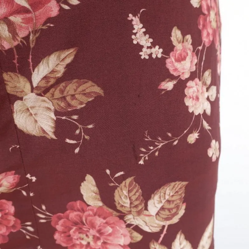 Zimmermann Mini Dress Unbridled Burgundy Draped Floral Print Stretch Silk Size 0