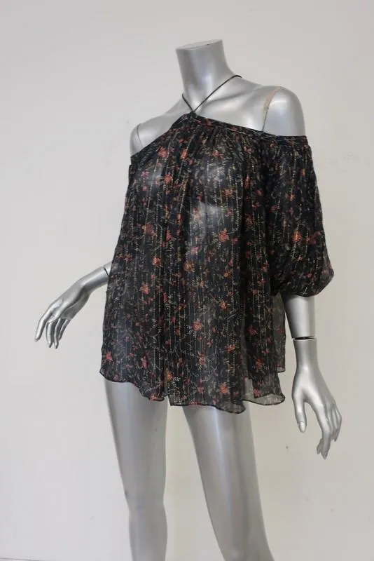 Zimmermann Off-Shoulder Blouse Havoc Suspend Floral Print Chiffon Top Size 0