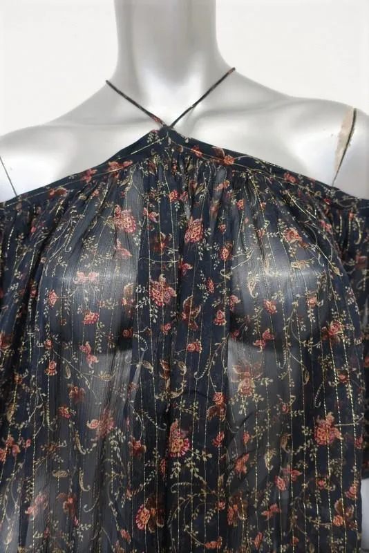 Zimmermann Off-Shoulder Blouse Havoc Suspend Floral Print Chiffon Top Size 0