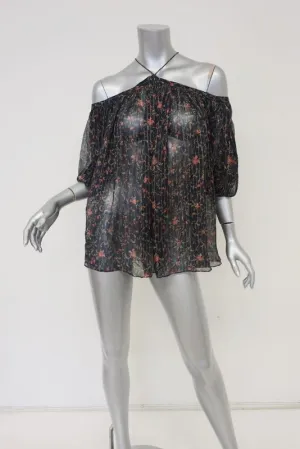 Zimmermann Off-Shoulder Blouse Havoc Suspend Floral Print Chiffon Top Size 0