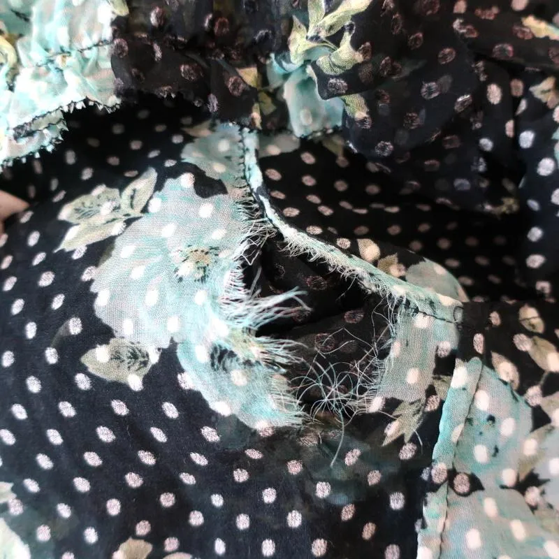 Zimmermann Ruffle Wrap Dress Whitewave Black Floral Print Chiffon Size 0